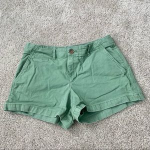 Green chino shorts